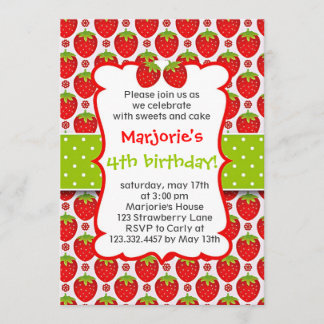 Invitation douce de fête d'anniversaire de fraise