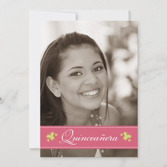 Invitation douce de Quinceanera de papillons (Devant)