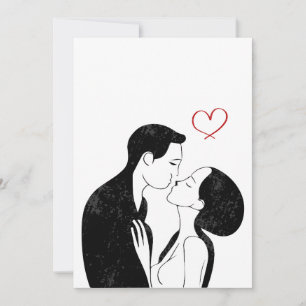 Invitation Douce Doodle Amour Coeur Romantique Couple Kiss