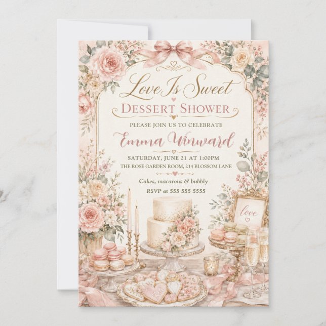 Invitation Douce Douche de Dessert d'Amour (Devant)