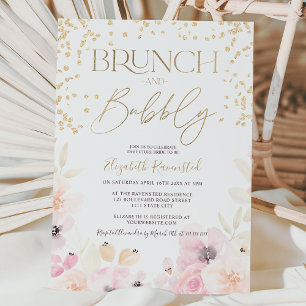 Invitation Douce douche de mariée bulles brunch aquarelle flo