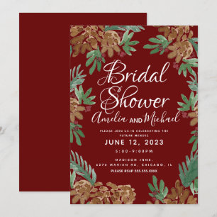 Invitation Douce eau couleur pins burgundy enterrement de vie