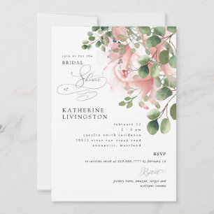Invitation Douce Élégance Florale Rose Exquise pour une Marié