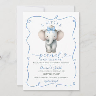 Invitation Douce Éléphant à l'Arc Bleu Fête de Naissance Caca