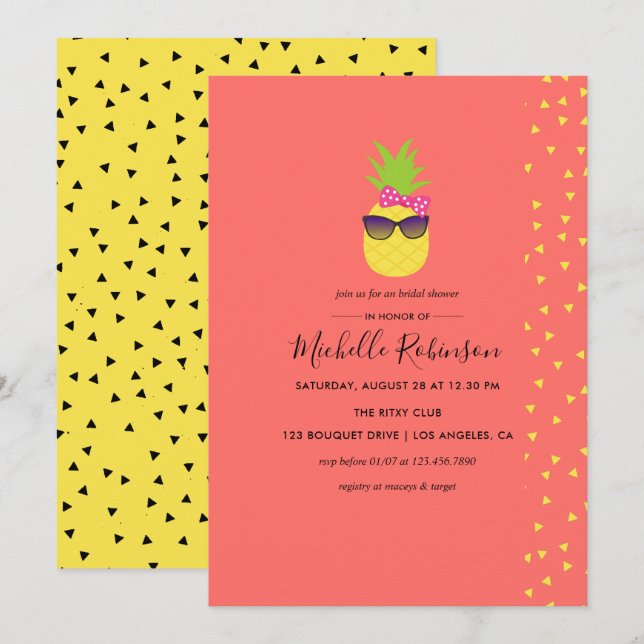 Invitation Douce et exotique fête prénuptiale tropicale de pl (Devant / Derrière)