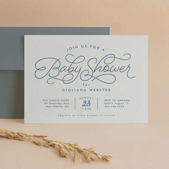 Invitation Douce et mignonne baby shower bleue simple (Créateur téléchargé)