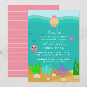 Invitation Douce Fée de la Mer sous la Mer Baby Shower