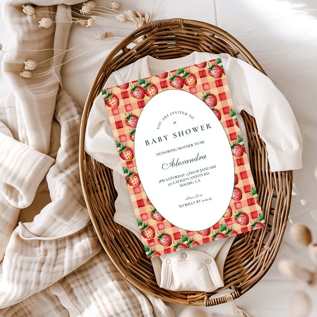 Invitation Douce Fête Bébé aux Fraises (Créateur téléchargé)