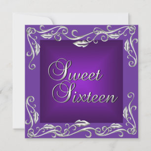 Invitation Douce Fête d'anniversaire 16 ans Violet Profond Cl