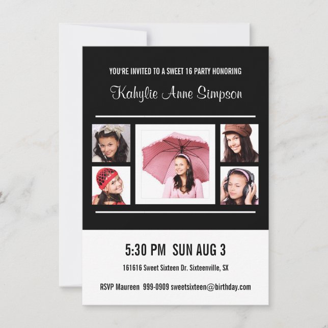 Invitation Douce fête d'anniversaire avec photos (Devant)