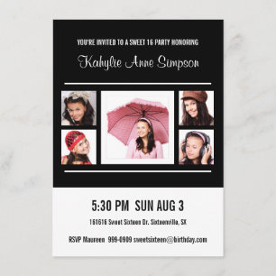 Invitation Douce fête d'anniversaire avec photos