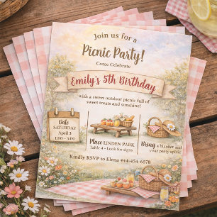 Invitation Douce Fête d'Anniversaire Bohème en Plein Air pour