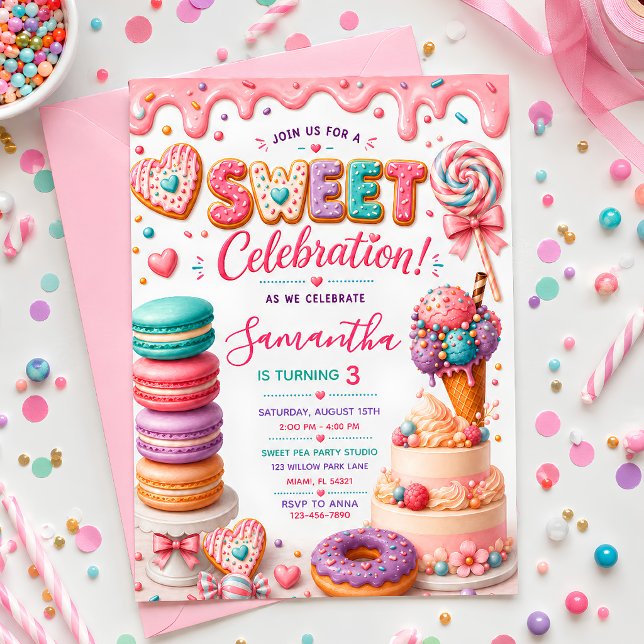 Invitation Douce Fête d'anniversaire Candyland Girl (Créateur téléchargé)