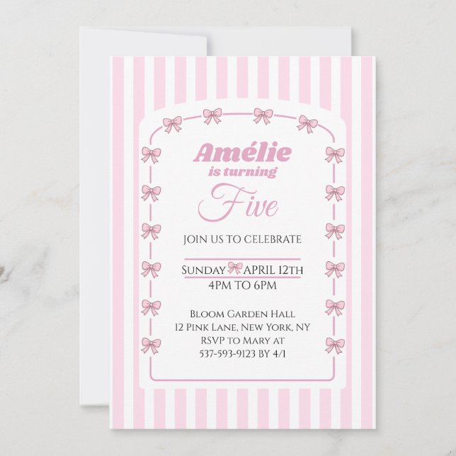 Invitation Douce Fête d'anniversaire de cinquième anniversair (Devant)