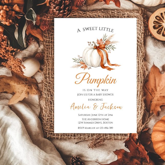 Invitation Douce Fête d'Automne Bébé Citrouille Baby Shower  (Créateur téléchargé)