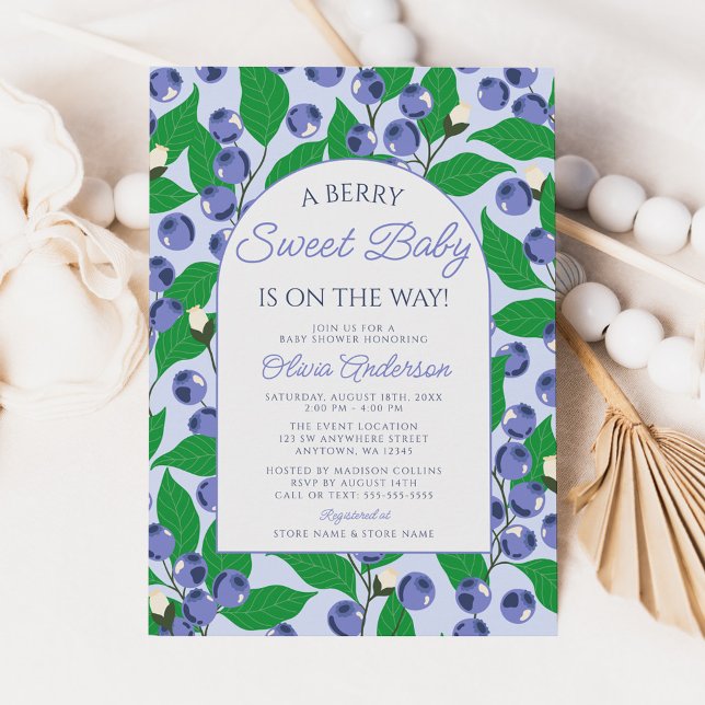 Invitation Douce Fête de Bébé aux Bleuets (Créateur téléchargé)