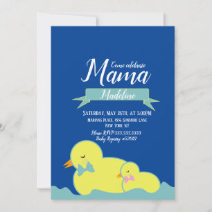 Invitation Douce Fête de Bébé aux Canards Jaunes Bleus Roses