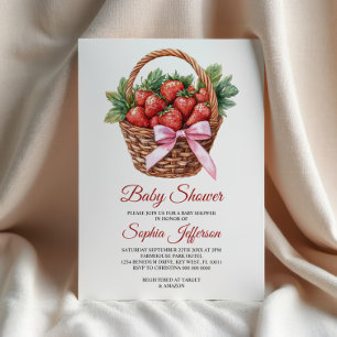 Invitation Douce Fête de Bébé aux Fraises