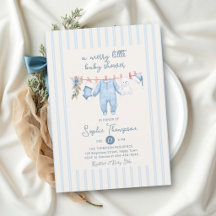 Douce Fête de Bébé aux Rayures Bleu Poussiéreux