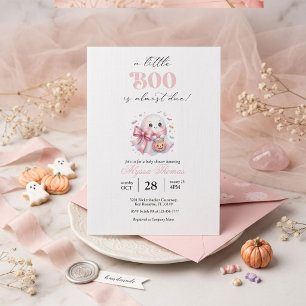Invitation Douce Fête de Bébé Fantôme Rose Mignon