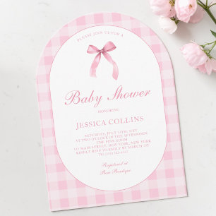 Invitation Douce Fête de Bébé Fille Arc-en-Ciel Rose Aquarell