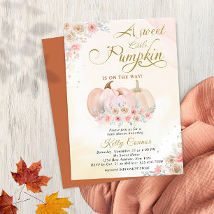 Invitation Douce Fête de Bébé Florale Citrouille