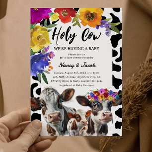 Invitation Douce Fête de Bébé Florale 'Vache Sacrée' pour Cou