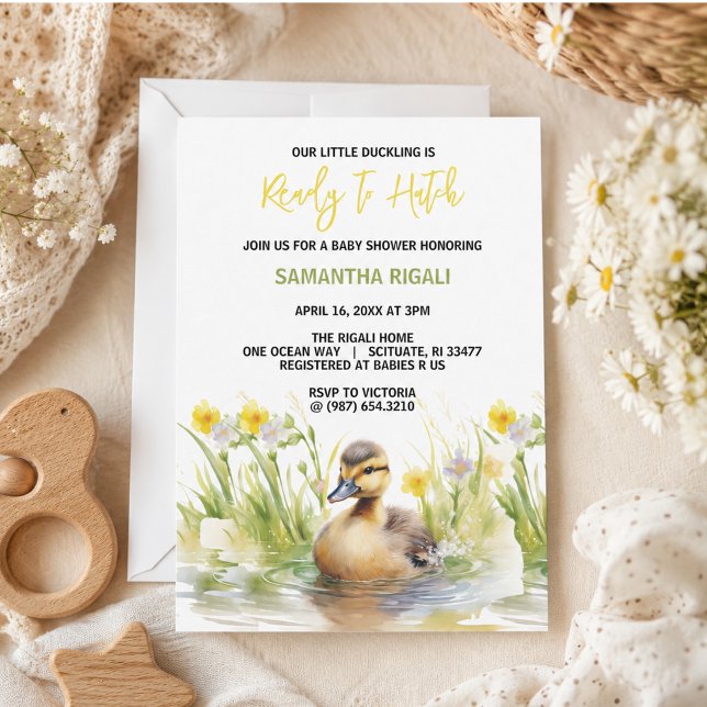 Invitation Douce Fête de Bébé Garçon Canard Aquarelle (Cute Watercolor Duck Baby Boy Shower)