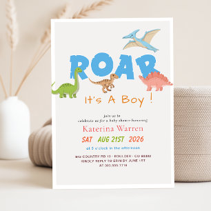Invitation Douce Fête de Bébé Garçon Dinosaure Mignon