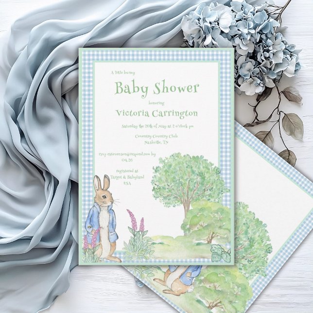 Invitation Douce Fête de Bébé Rétro aux Motifs de Lapin Migno (Créateur téléchargé)