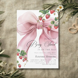 Invitation Douce Fête de Bébé Rose aux Fruits Préparée
