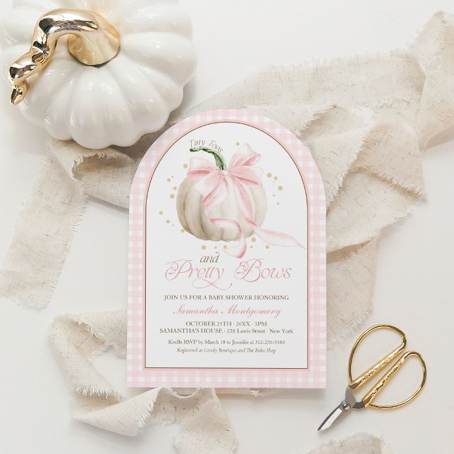 Invitation Douce Fête de Bébé Rose Citrouille Petits Pieds et (Créateur téléchargé)