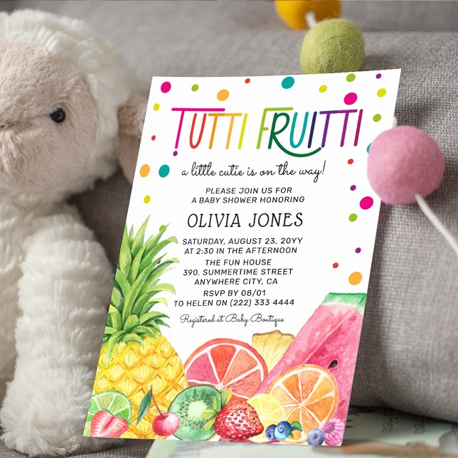 Invitation Douce Fête de Bébé Tutti Fruitti de Fruits d'Été (Créateur téléchargé)