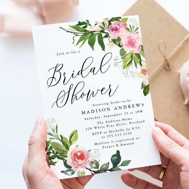 Invitation Douce Fête de Mariage aux Fleurs Roses (Créateur téléchargé)