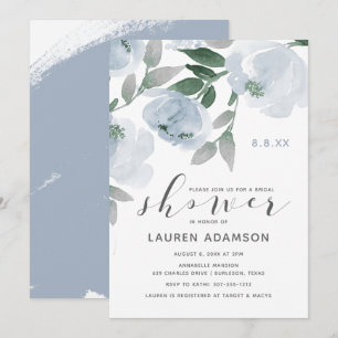 Invitation Douce Fête de Mariage Bleu Poussiéreux et Gris