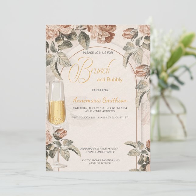 Invitation Douce Fête de Mariage Bohème en Terracotta | (Debout devant)