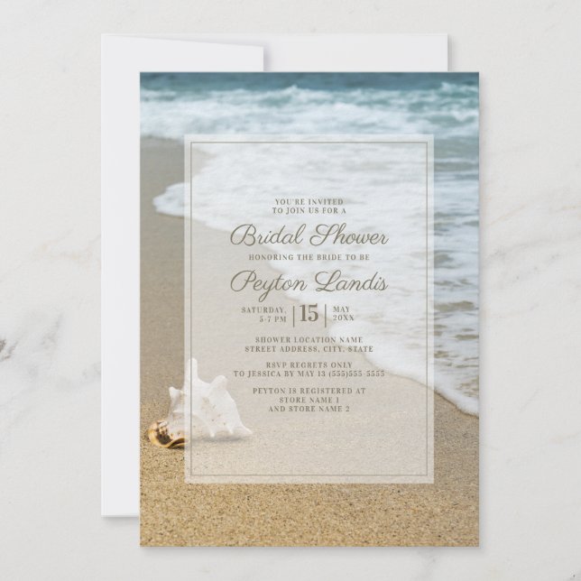 Invitation Douce Fête de Mariage de Plage Océanique Coquillag (Devant)