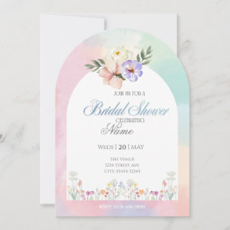 Invitation Douce Fête de Mariage Florale Colorée