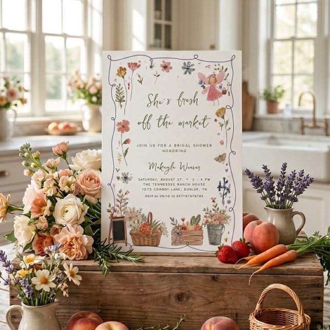 Invitation Douce Fête de Mariage Florale Fantaisiste Fraîche  (Créateur téléchargé)