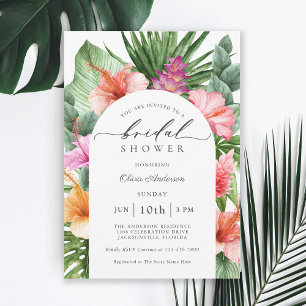 Invitation Douce Fête de Mariage Florale Tropicale Colorée