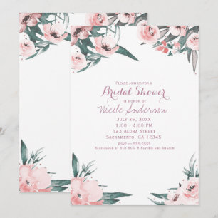 Invitation Douce Fête de Mariage Florale Tropicale Rose de l'