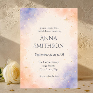 Invitation Douce Fête de Mariage Péché Periwinkle Céleste