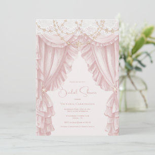 Invitation Douce Fête de Mariage Rose Vintage Élégante