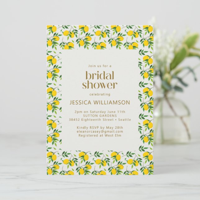 Invitation Douce Fête de Mariage sur le Thème des Citrons d'É (Debout devant)