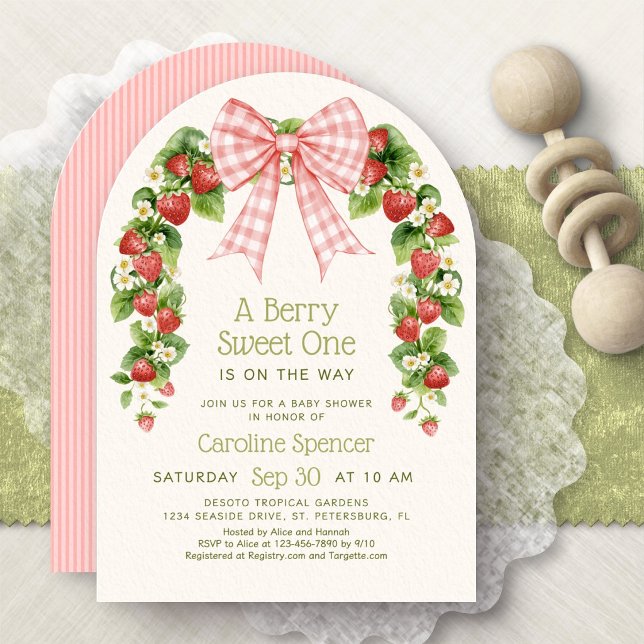 Invitation Douce Fête de Naissance à la Fraise (Créateur téléchargé)