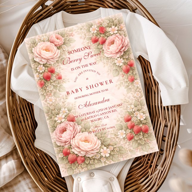 Invitation Douce Fête de Naissance aux Fraises (Créateur téléchargé)