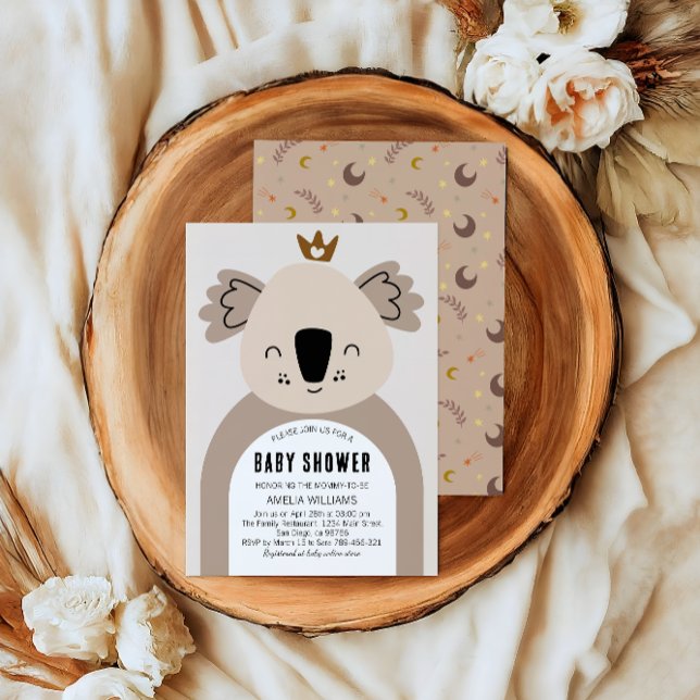 Invitation Douce Fête de Naissance Bohème Koala Neutre (Créateur téléchargé)