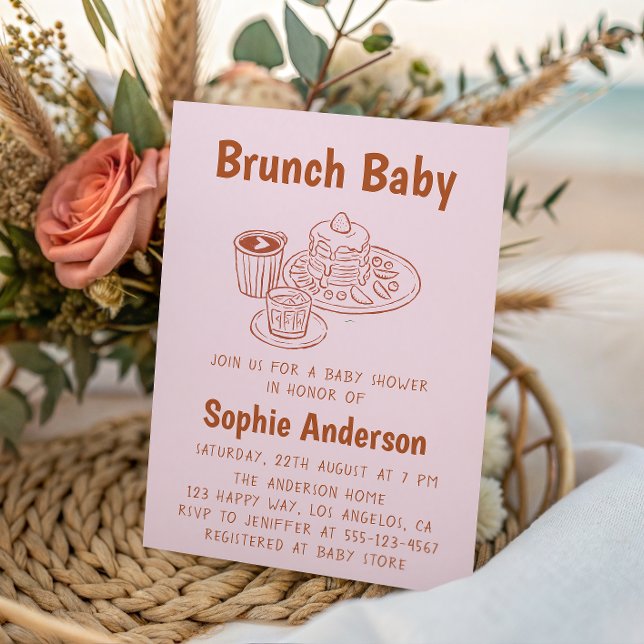 Invitation Douce Fête de Naissance Café & Crêpes Brunch (Créateur téléchargé)