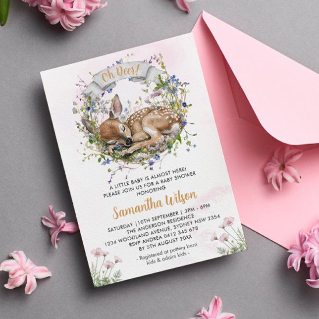 Invitation Douce Fête de Naissance de Fille Endormie en Forêt (Créateur téléchargé)
