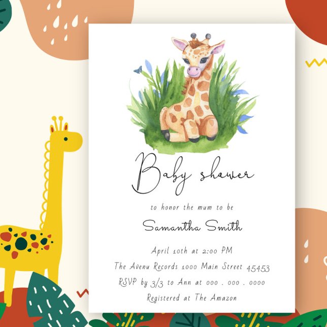 Invitation Douce Fête de Naissance de Girafe Verte (Créateur téléchargé)